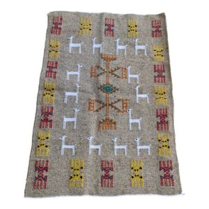 Tapis kilim gris fait - main