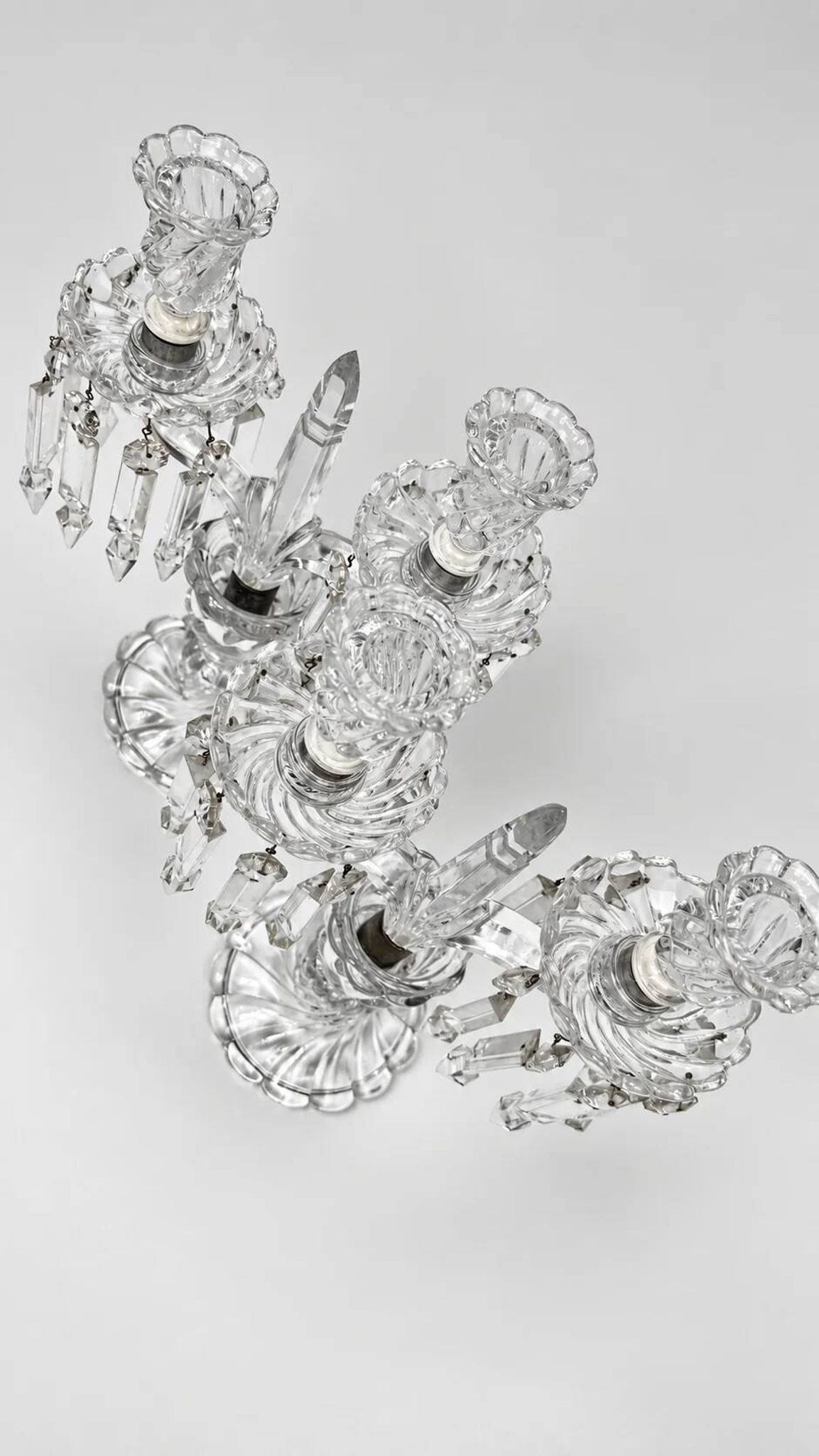 Baccarat, pair of two-light candelabra, Bambou Tors model.
