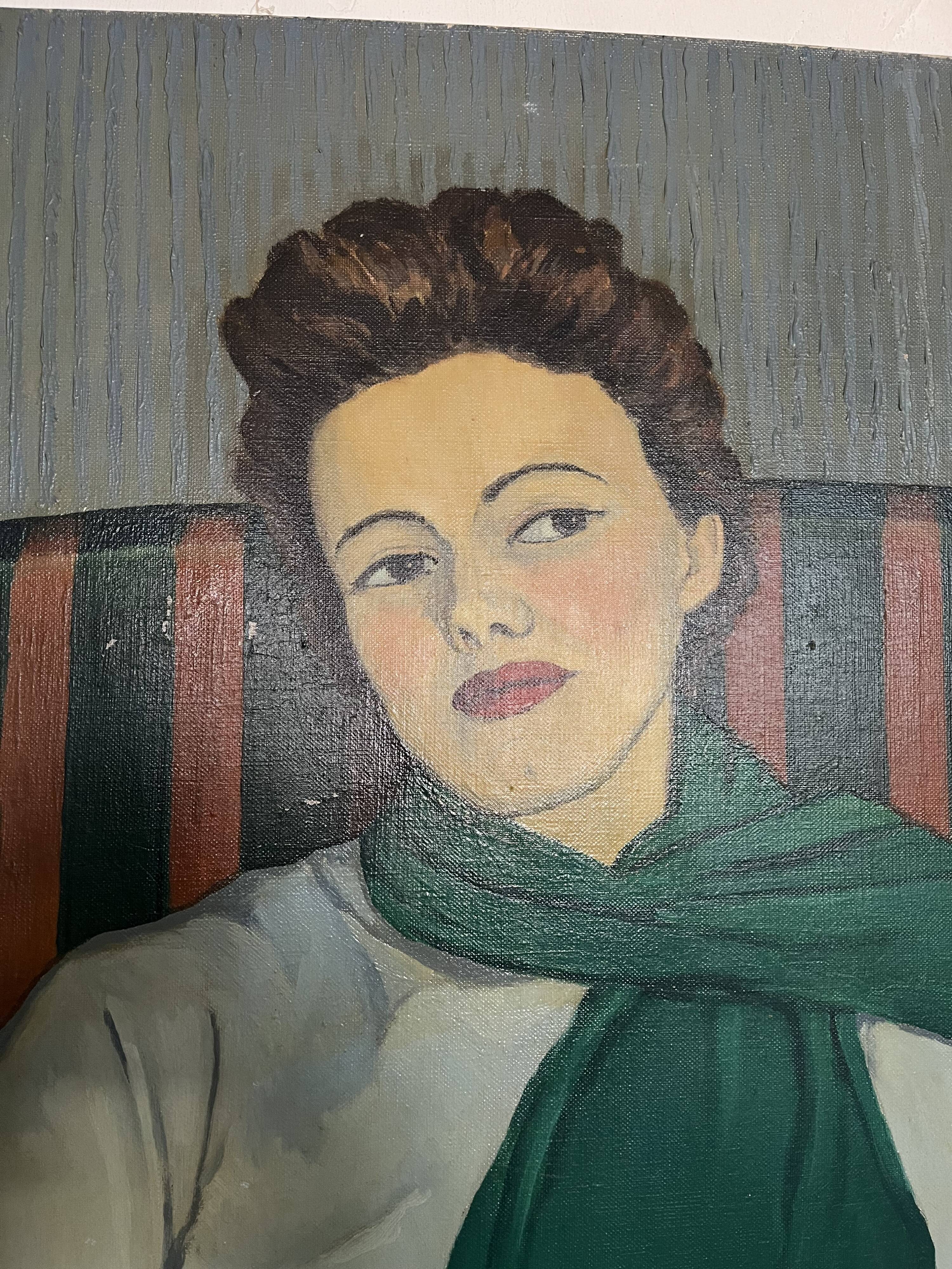 Portrait féminin – Pierre Morosini, 1956 – Huile sur toile, École de Paris