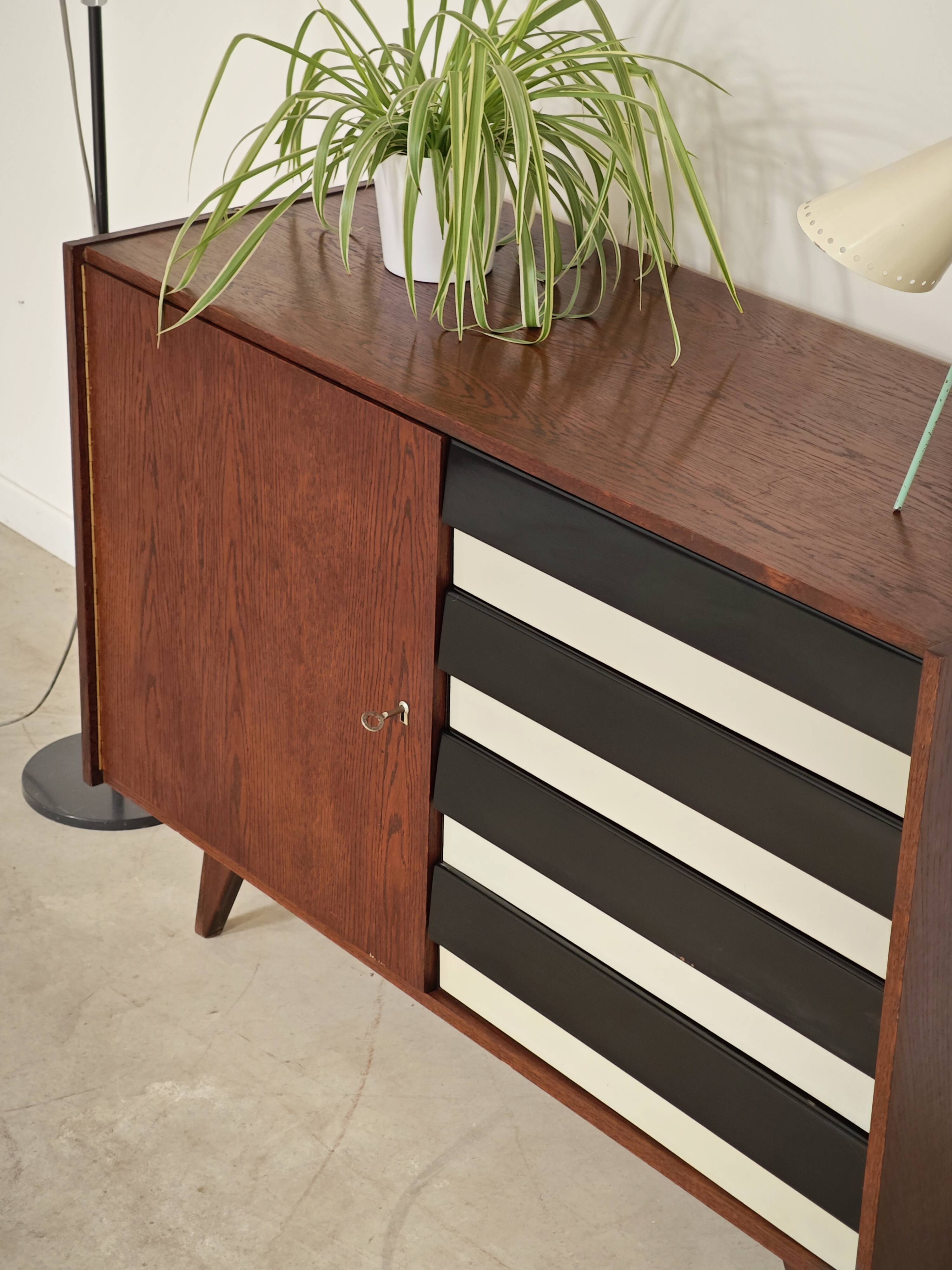 U 458 black and white sideboard by Jiri Jiroutek for Interier Praha, 1960