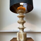 Stone and black cotton table lamp