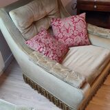2 fauteuils en velours kaki