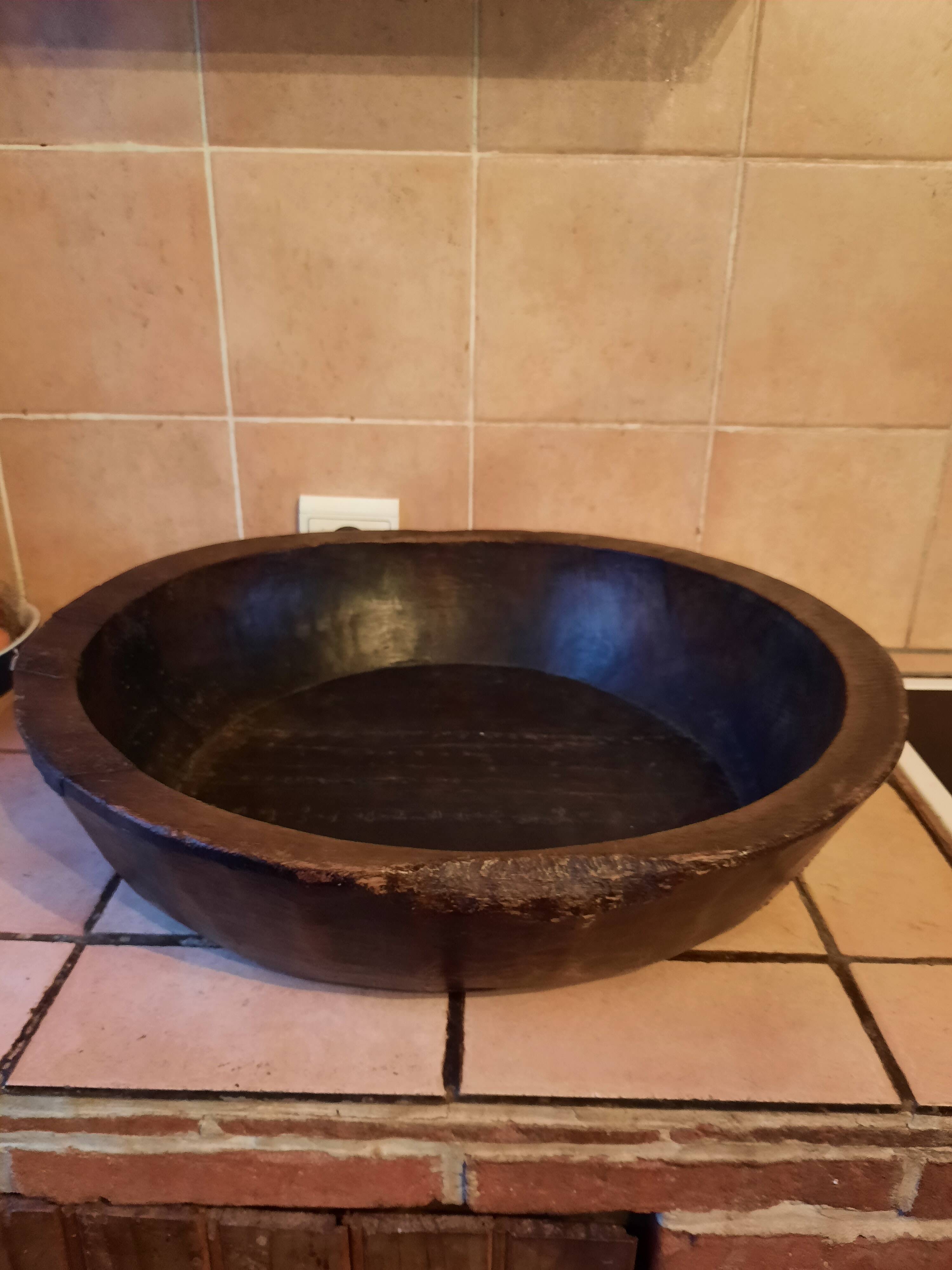 Large old wooden dish