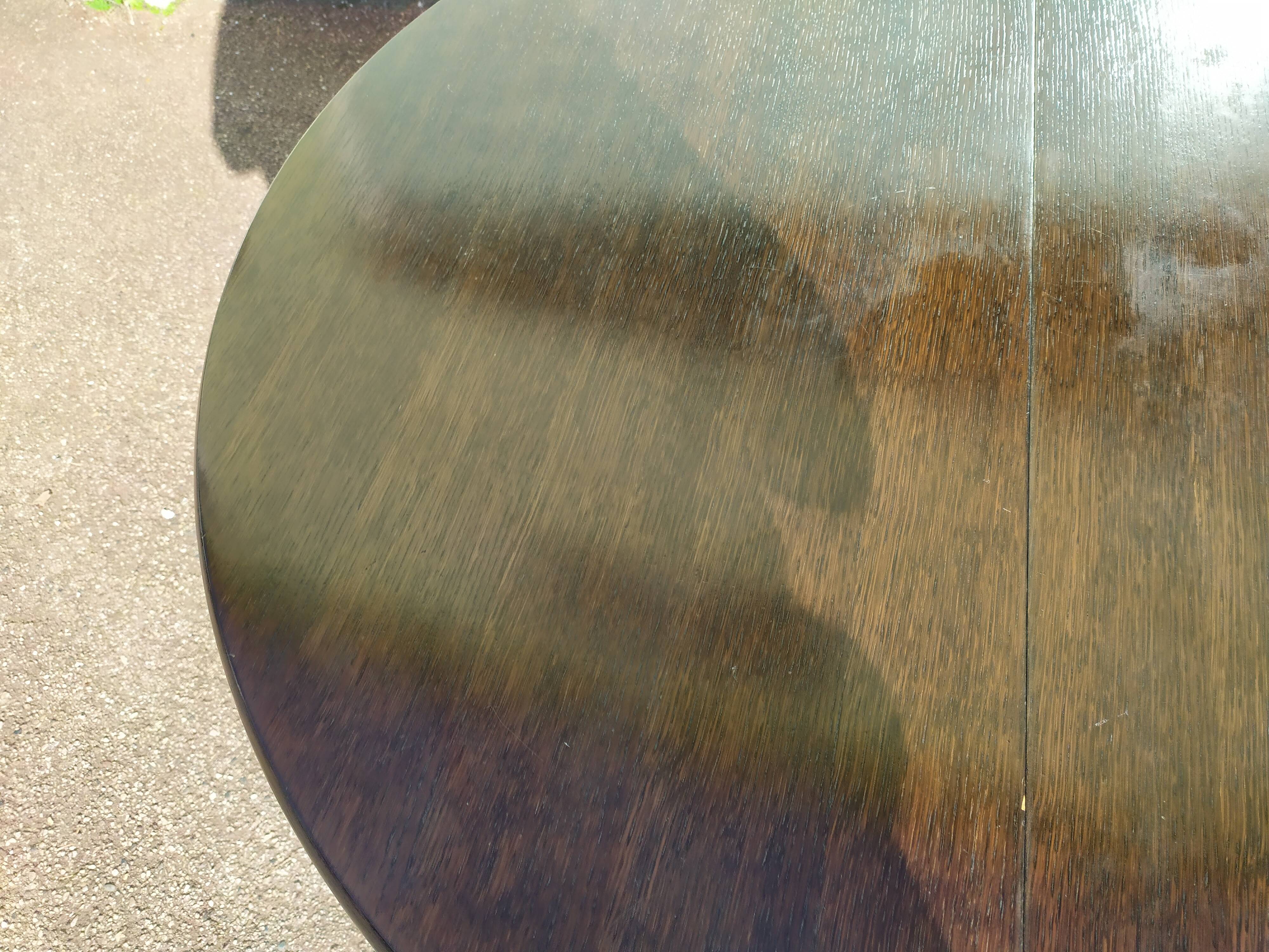 Round extendable wooden table - year 1960 - 110cm to 210cm