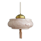 Art Deco Stab-Pendant Light with Marbled Glass Shade, Germany 1930s