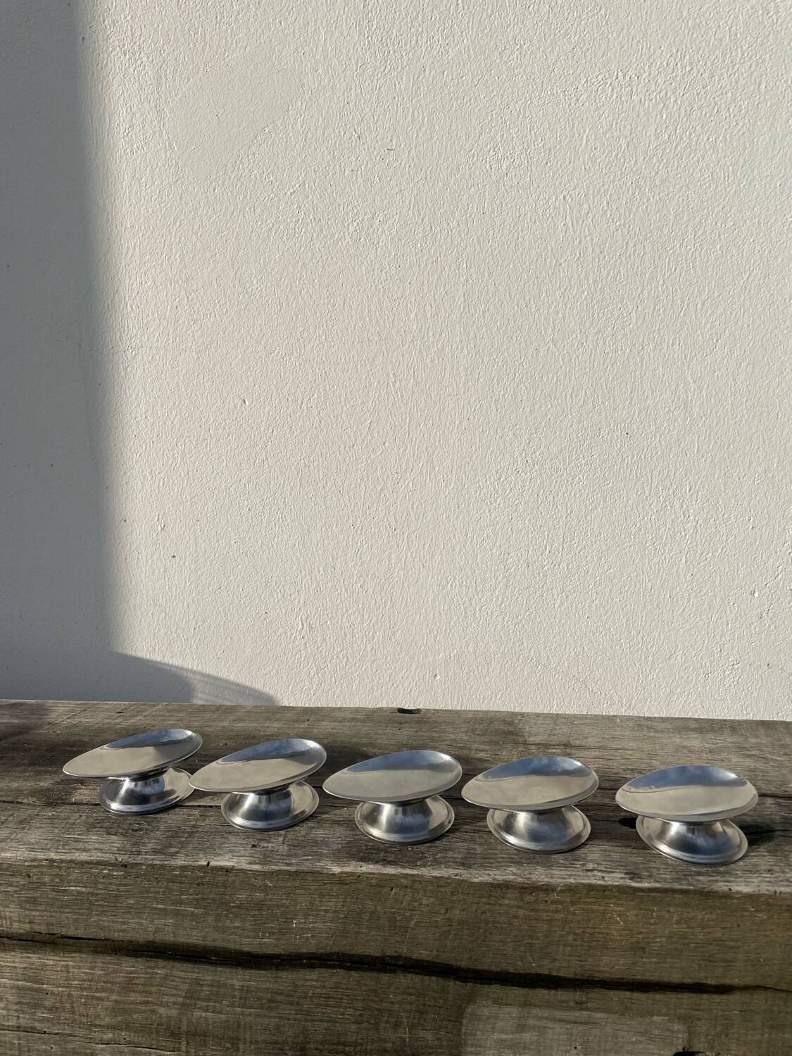 5 stainless steel cups 1970