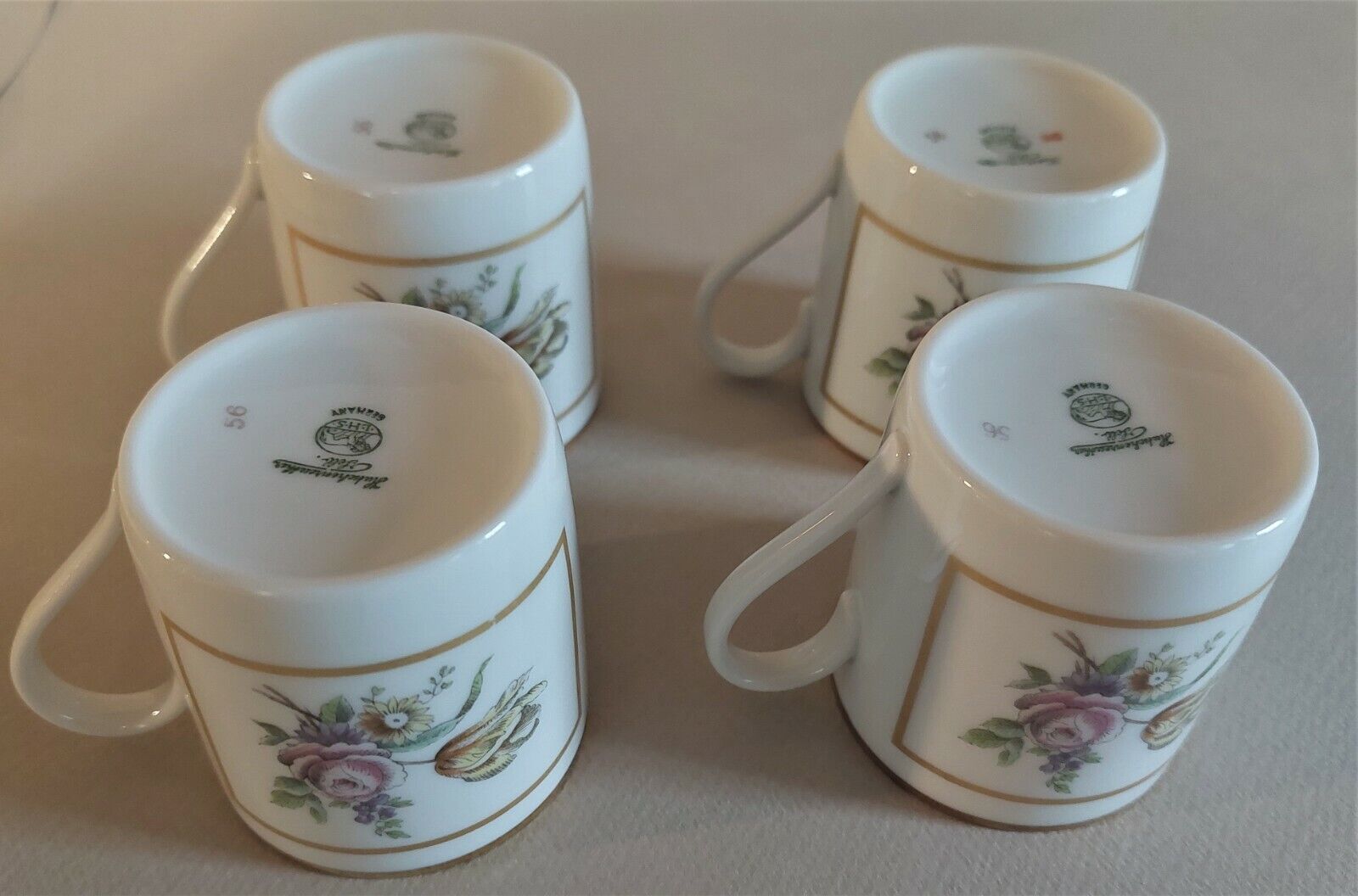 Cups series of four porcelain Hutschenreuther Selb Germany