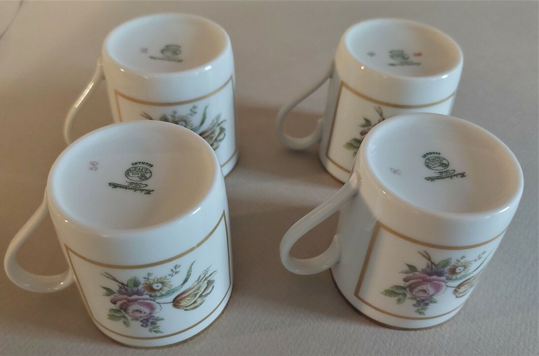 Cups series of four porcelain Hutschenreuther Selb Germany