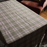 Vintage Red Beige Checkered Tablecloth