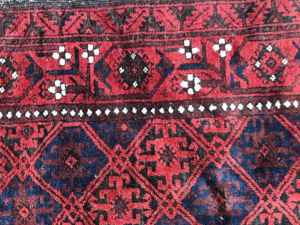 Pretty rug old belgian Afghan Turkmen handmade 100x180 cm