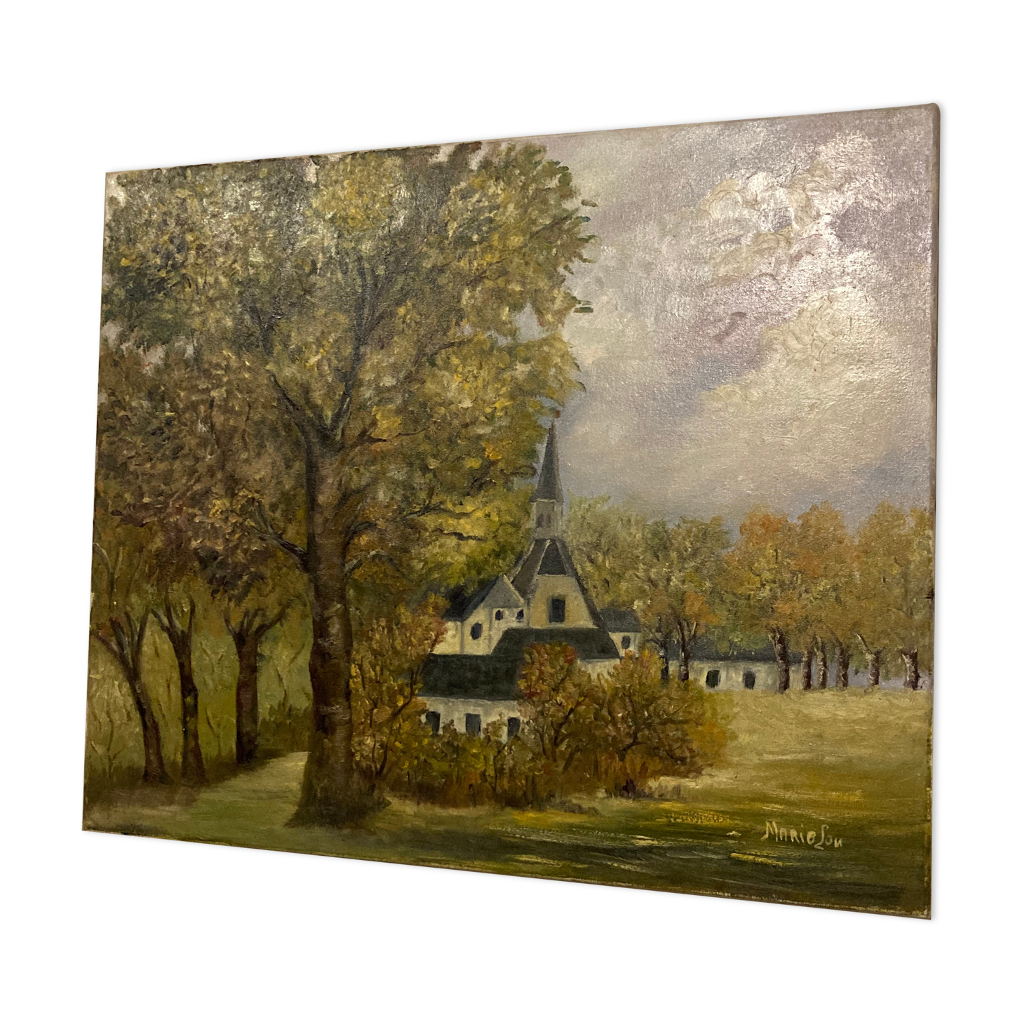 Oil on canvas "small village"
