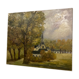 Oil on canvas "small village"