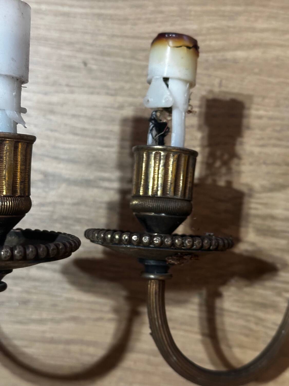 Pair of wall sconces in gilded brass – 2 lights – Louis XVI style