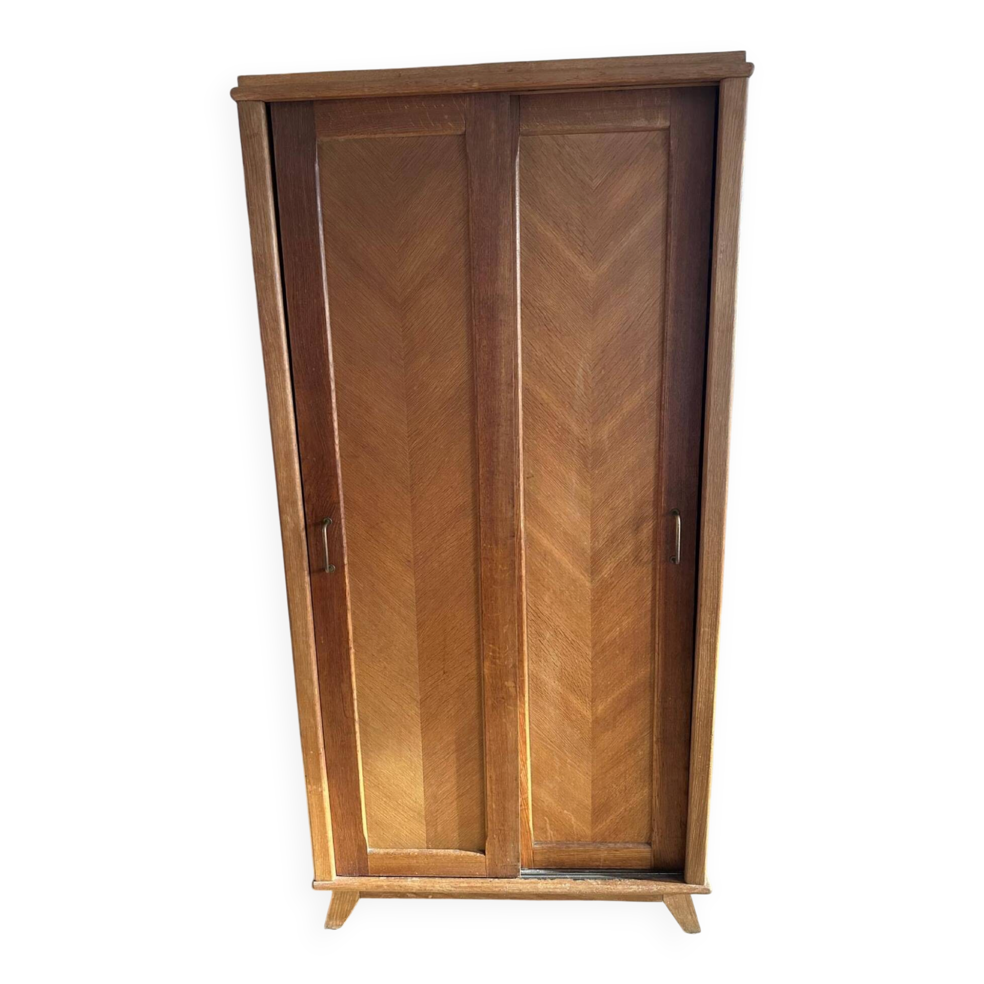 Scandinavian wooden wardrobe with sliding doors