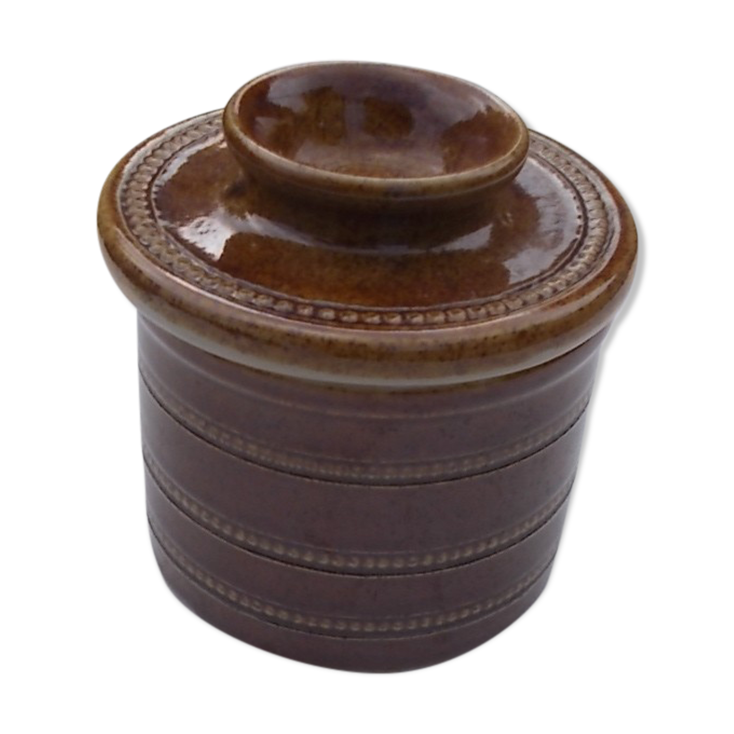 Water butter dish in Berry stoneware