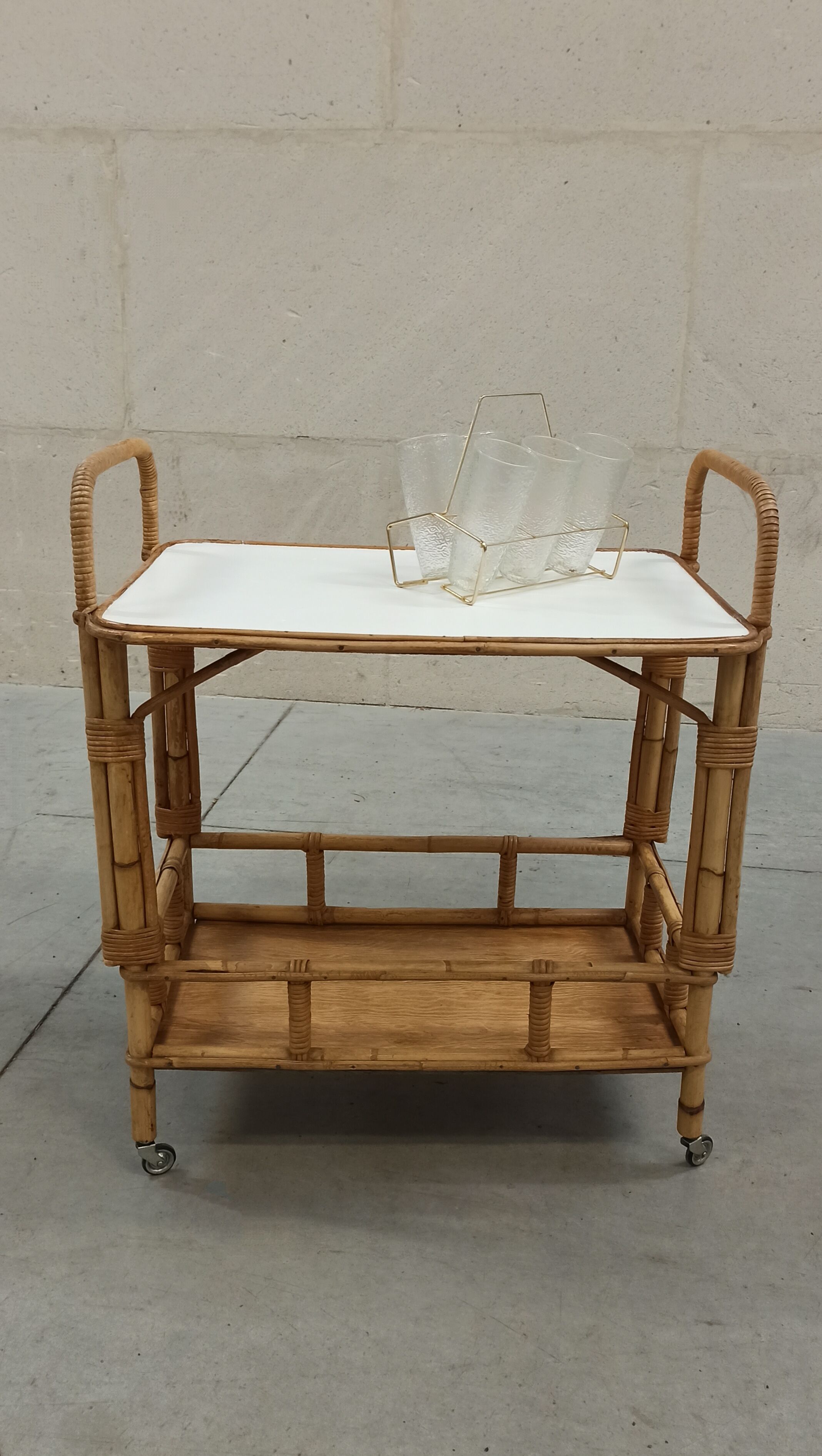 Vintage bamboo and rattan bar service