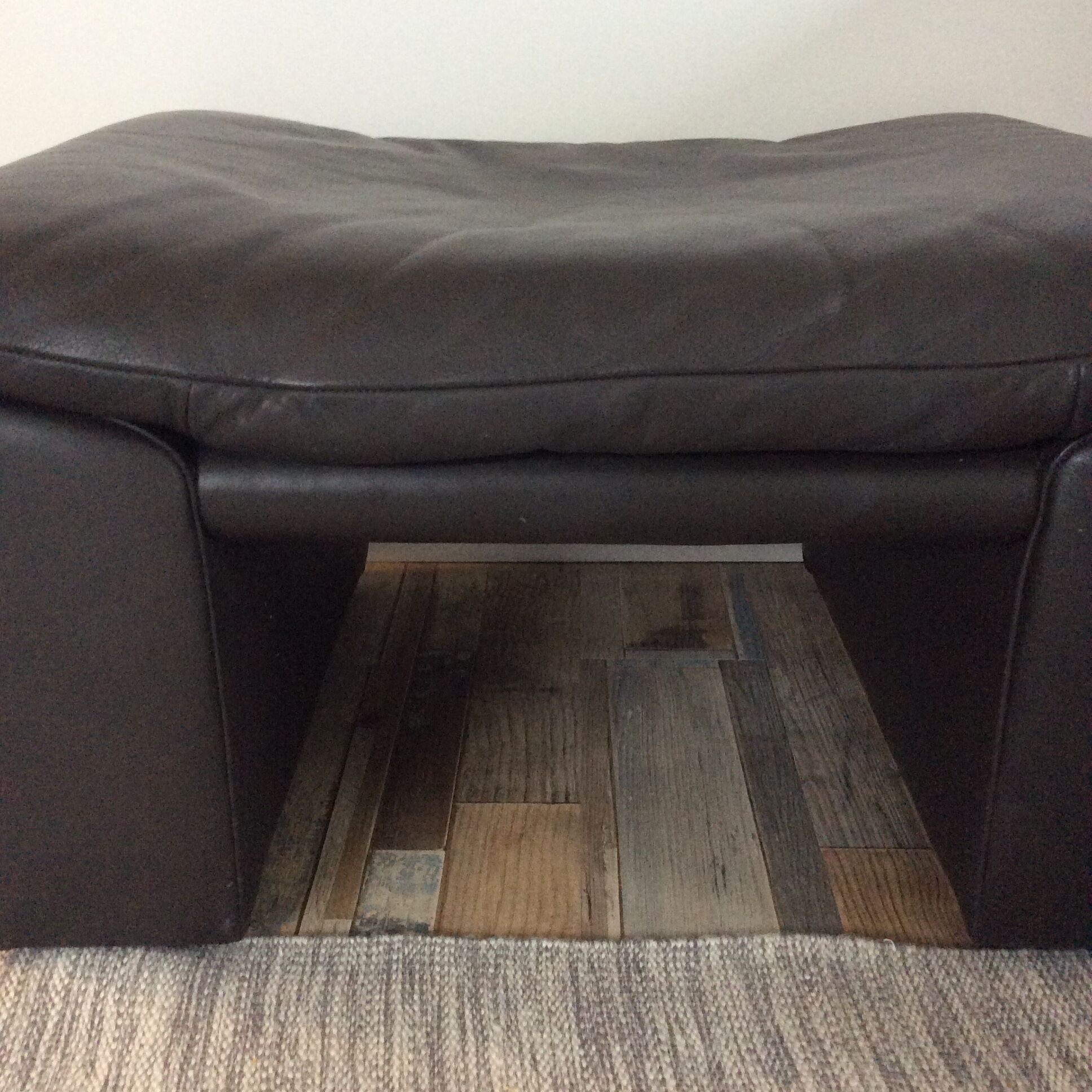 Pouf ottoman Jori en cuir des années 70-80
