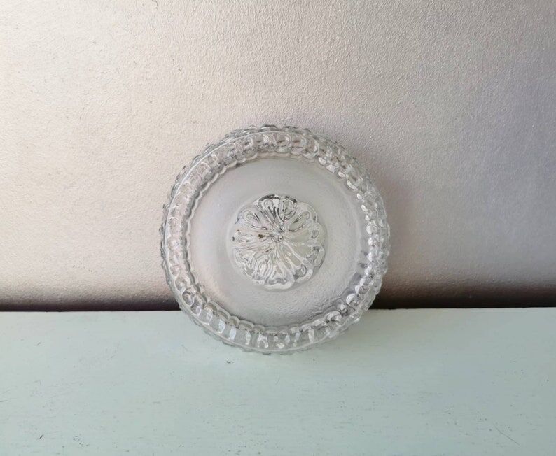 Vintage round glass ceiling lamp, 70s