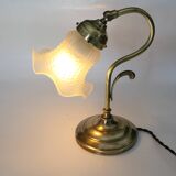 "swan neck" lamp in bronze and brass from 1900