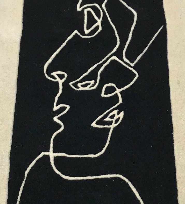 Vintage Danish carpet in surreal pattern wool