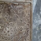 Screen - decorative panel in 3 wings - metal and wood rosettes