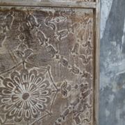 Screen - decorative panel in 3 wings - metal and wood rosettes