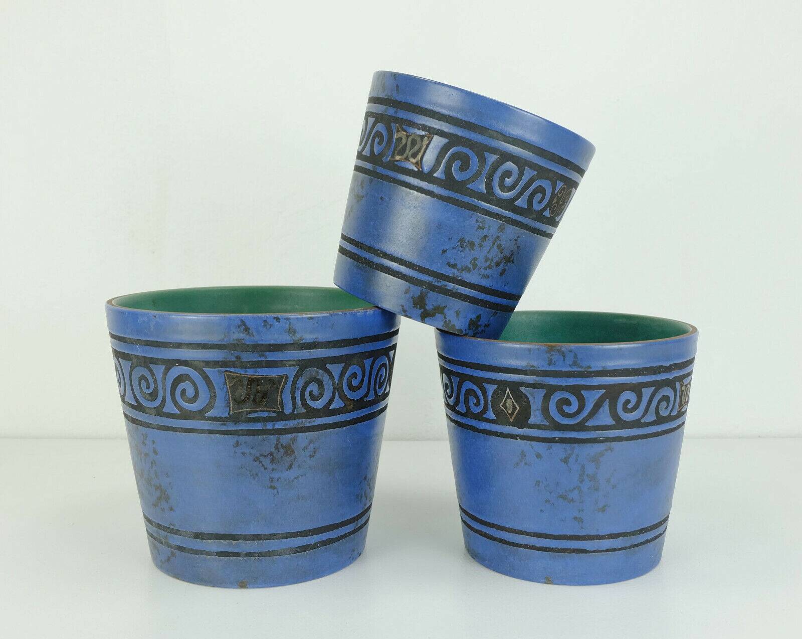 Set of 3 plant pots ceramano pergamon hanns welling 1950s 1960s