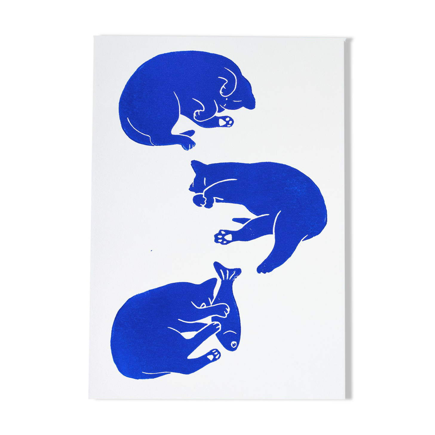 Linogravure originale - trio de chats