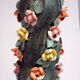 Ceramic floor lamp with little roses, 1950s