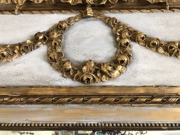 Trumeau/Miroir style Louis XVI/Bois&stuck Doré/Verre biseauté/c1920