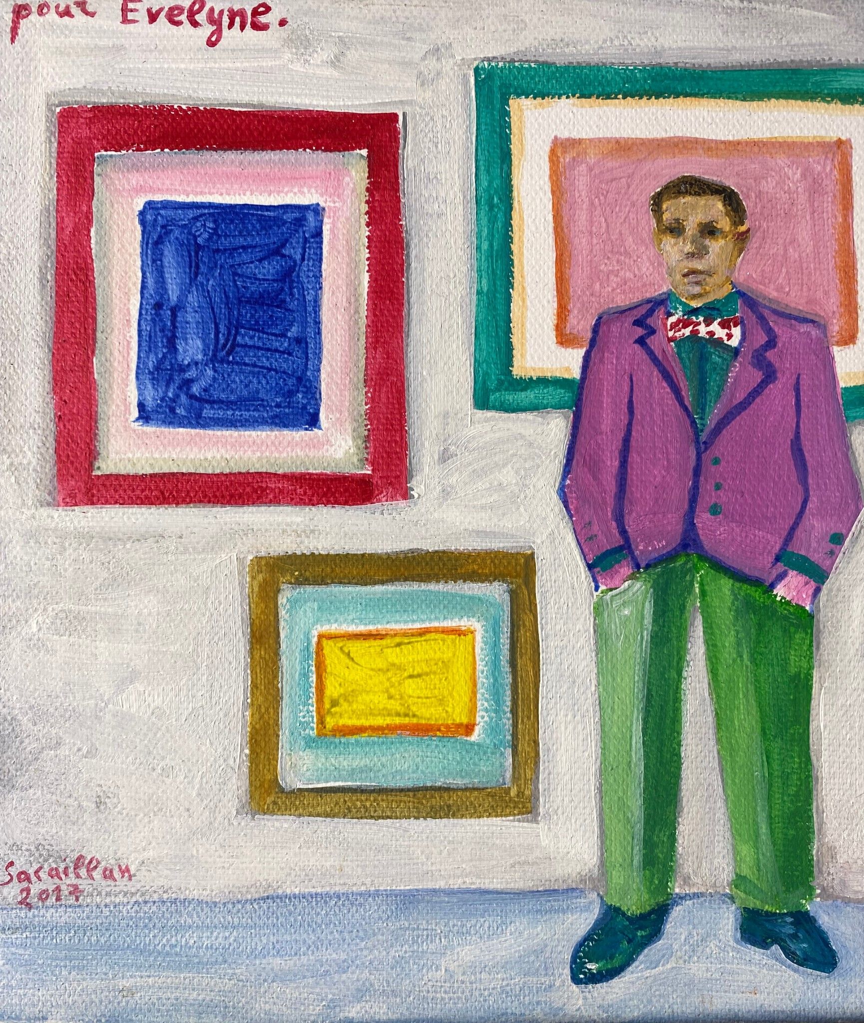 Edouard Sacaillan: the collector with green pants - oil on canvas