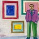 Edouard Sacaillan: the collector with green pants - oil on canvas