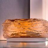 Amber glass rectangular flush mount ceiling or wall light