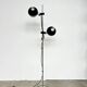 Two-spot floor lamp phase — brushed steel and matte black — 1970s