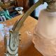 Pair of art deco silvered bronze wall lights with tulips signed ros