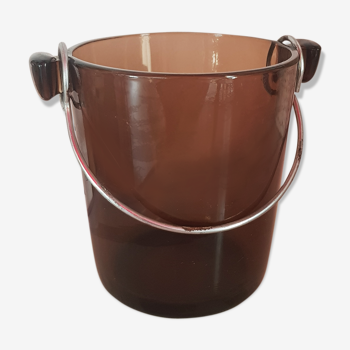 Vintage ice bucket brand Léger in smoked glass