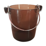 Vintage ice bucket brand Léger in smoked glass