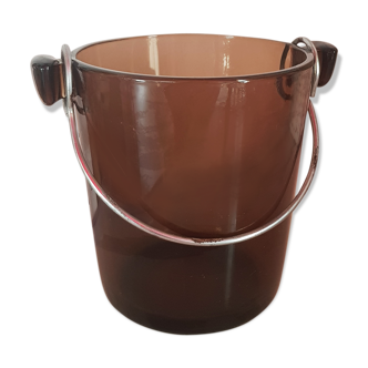 Vintage ice bucket brand Léger in smoked glass