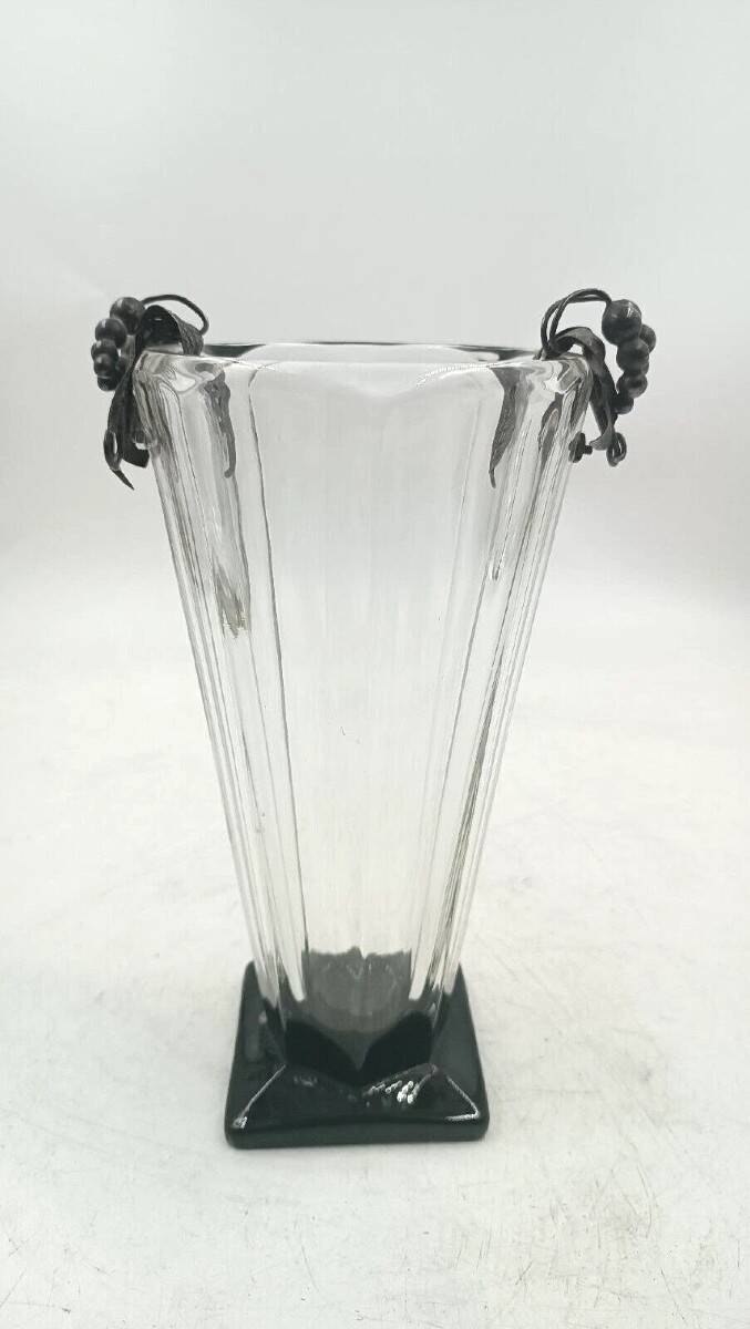 Crystal vase with 800 silver grape applications - 1970s, Italian production