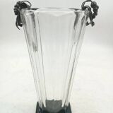 Crystal vase with 800 silver grape applications - 1970s, Italian production