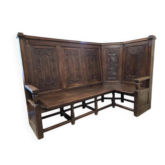 Vintage corner bench in wood in Henri II style
