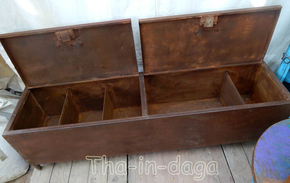 Long industrial metal low cabinet