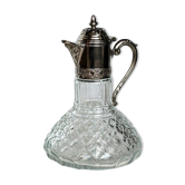 Ewer, carafe, decanter - glass and silver metal - italy - early twentieth century