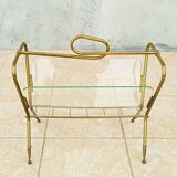 Vintage brass and glass magazine rack 1960s