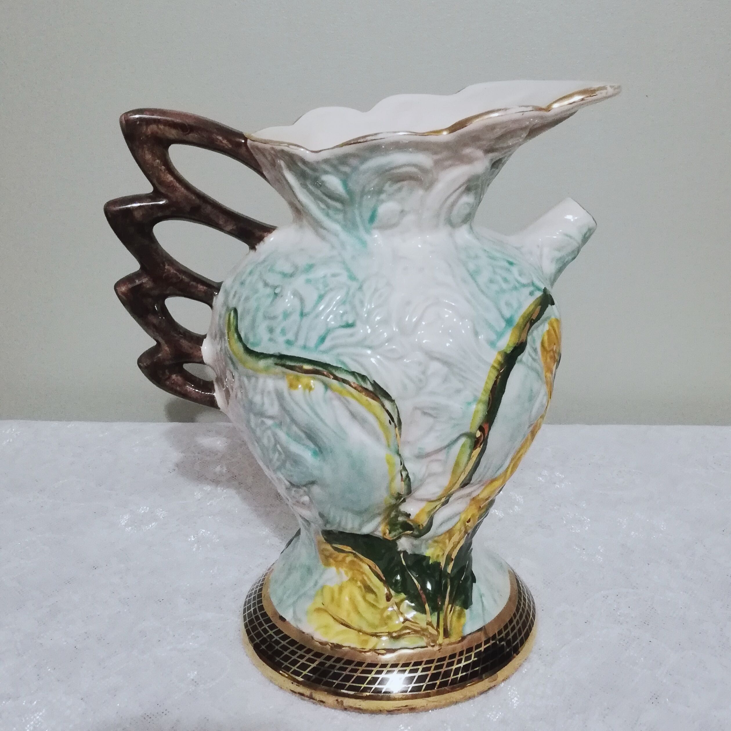 Ceramic pitcher vase signed Hubert Bequet