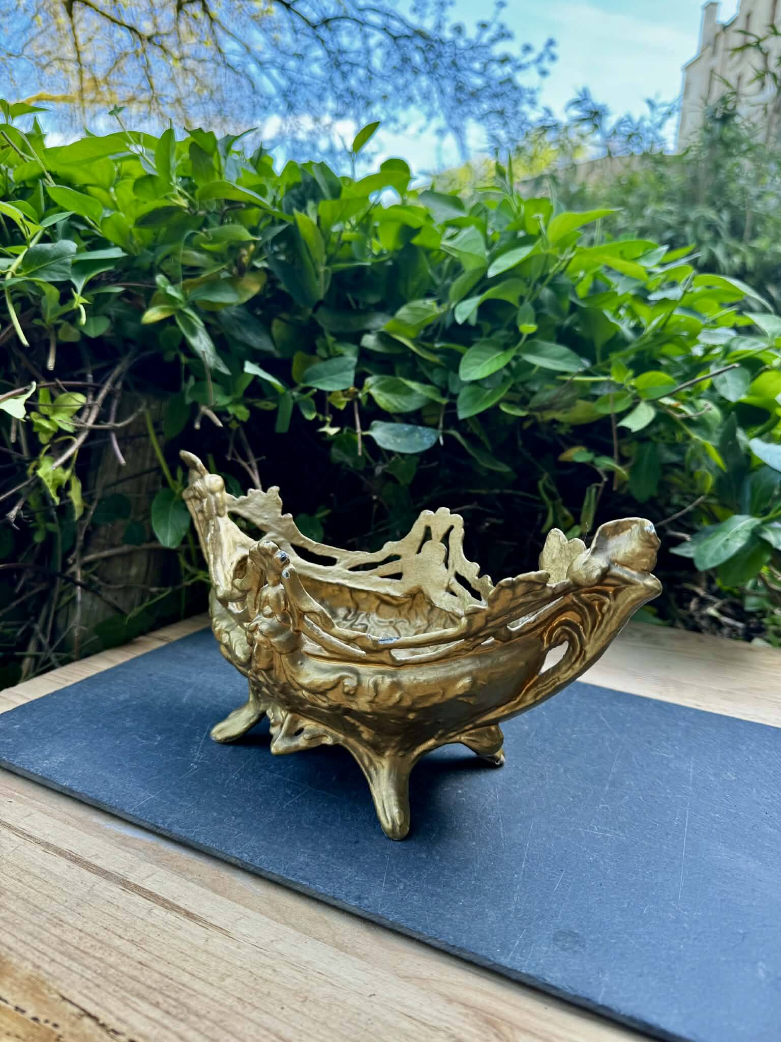Brass planter woman Art Nouveau