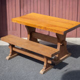 Monastery table, wooden table and its bench, rectangular table, side table, chalet, farmhouse
