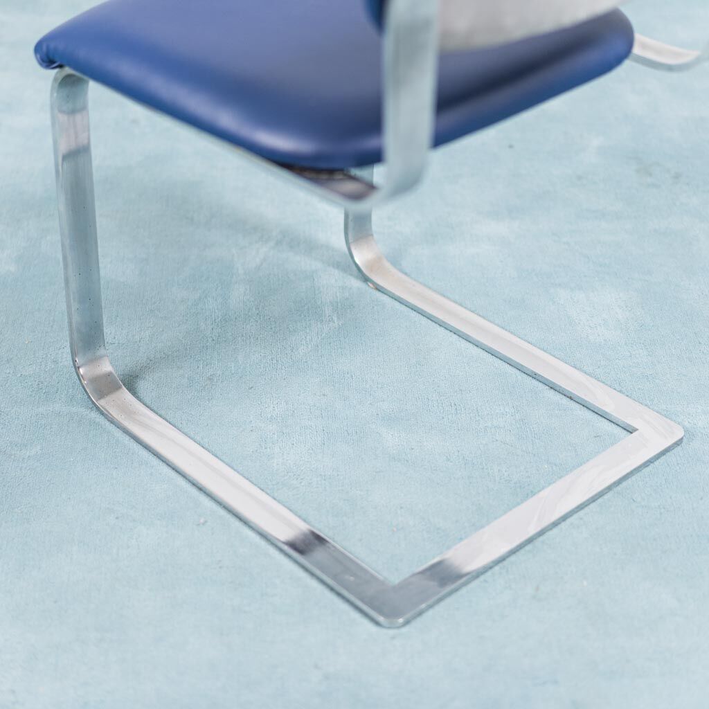 Set 4 chairs eco leather blue metal chrome 70