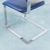 Set 4 chairs eco leather blue metal chrome 70