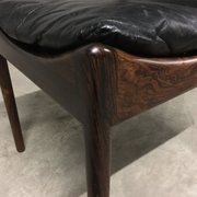 Set of 4 Rio palisander & black leather chairs, Modus model, by Kristian Vedel for Soren Willadsen